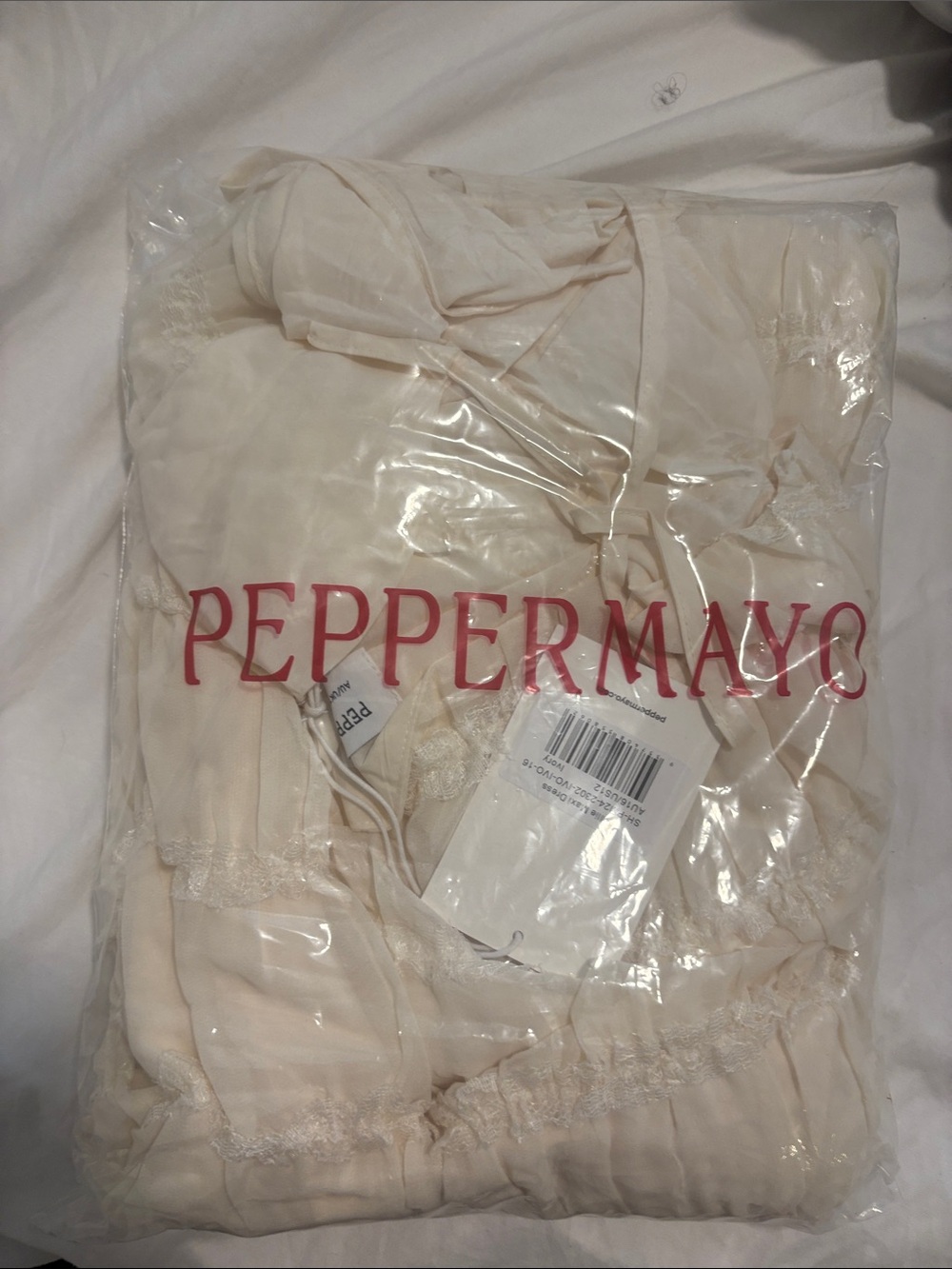 Peppermayo Cream Lace-Trim Robe